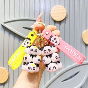 Cartoon panda vouwmuziekpop kleine hangers sleutelhanger accessoires hanger sieraden sleutelhanger auto cadeaus