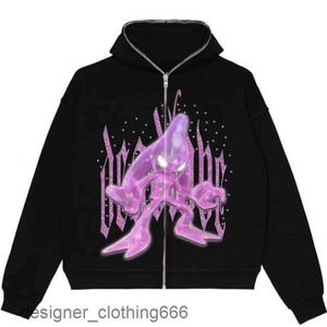 Cartoonpatroon geprinte hoodie dames persoonlijkheidstrend High Street casual hiphop metalen ritssluiting Jacker voor alle match sweatshirt