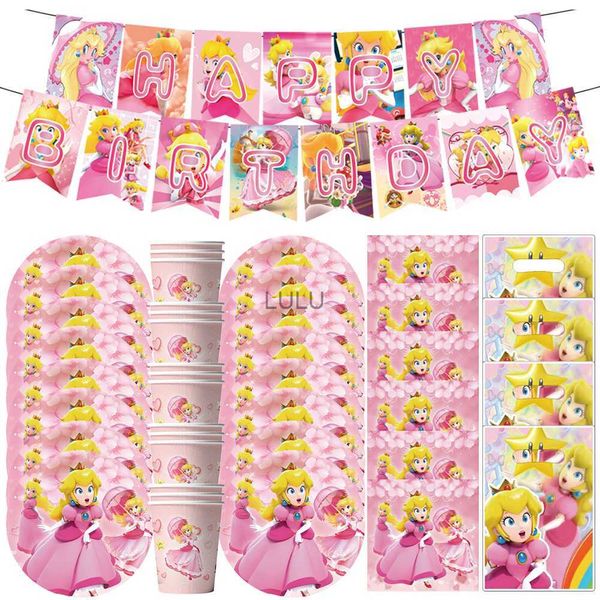 Dessin animé pêche princesse anniversaire décoration enfants thème vaisselle assiette en papier tasse serviettes pêche bébé douche fête fournitures HKD230825 HKD230825