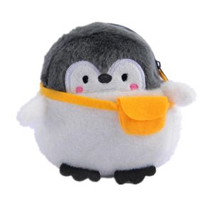 Monedero de pingüino de dibujos animados, bolso de felpa suave de felpa, regalo para niñas, billetera con cabeza de Animal PEQUEÑO