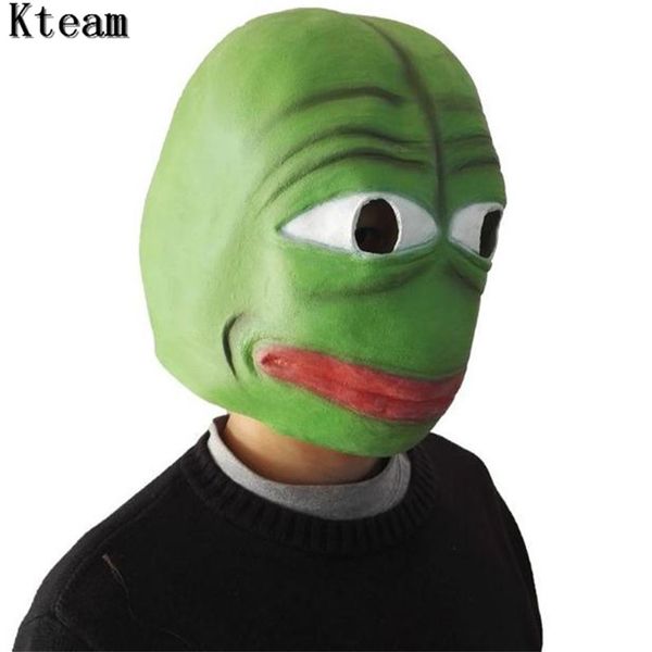 Máscara de látex de dibujos animados Pepe the Sad frog Venta de máscara de carnaval de cabeza completa realista Fiesta de celebraciones Cosplay210r