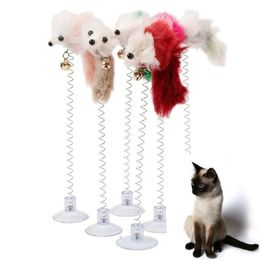 Cartoon Pet Cat Toy Tot Stick Feather Rod Souris avec mini-cloche Catcher Cather Interactive Kitten 240410