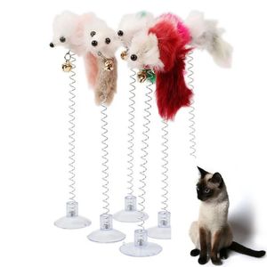 Cartoon Pet Cat Toy Tot Stick Feather Rod Souris avec mini-cloche Catcher Cather Interactive Kitten 240410