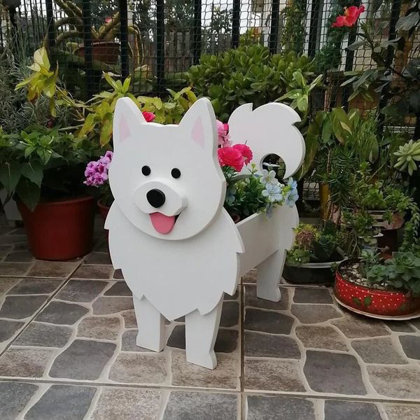 Dessin animé Pet Dog Flowerpot assemblable chien fleur de fleur plusieurs races de chiens de compagnie Pot de jardin DIY FLOWER PLANTER DÉCOR HOME ORNAMENT 240410
