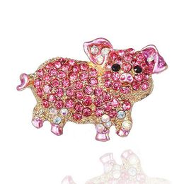 Cartoon varkensbroches Pin voor vrouwen schattige strass Crystal Little Pig Rapel Pin Backpack Animal Jewelry cadeau