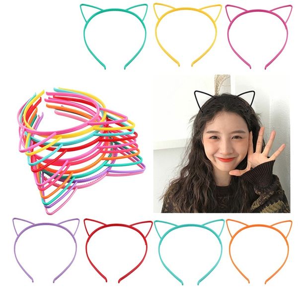 Diademas de plástico de dibujos animados con oreja de gato hueca Accesorios para el cabello de moda para niños Banda para el cabello linda Sombreros coreanos al por mayor 0 34xt D3