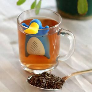 Cartoon vogelbekdier Siliconen Infuser Infuser Tea Leaf Strainer Losse kruidenkruidfilter Diffuser Coffee Tea gereedschap Feestcadeau