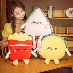 Dessin animé en peluche Hamburger jouet coussins Simulation frites Sandwich oreiller en peluche coussin enfant jouet cadeau d'anniversaire