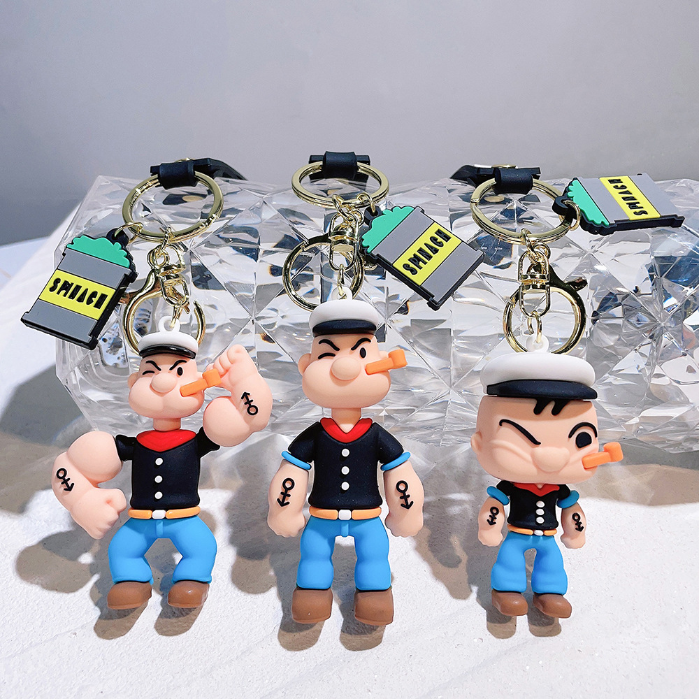 Porte-clés poupée Popeye de dessin animé, pendentif pour sac de voiture, accessoires cadeau, vente en gros