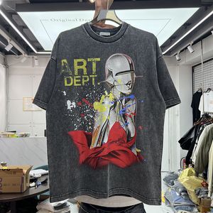 Dessin animé Portrait impression T-Shirt hommes Plus t-shirts femmes qualité Vintage lavé T-Shirt hauts T-shirt