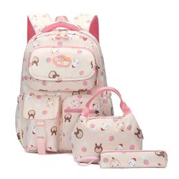 Sac à dos d'école imprimé de dessin animé pour adolescentes, ensemble de 3 pièces, sacs à dos en nylon imperméables pour enfants, sacs pour enfants, cartable 231229