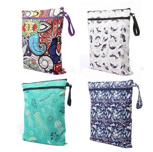 Bolsa de almacenamiento con estampado de dibujos animados, pañal portátil para bebé, reutilizable, lavable, húmedo, seco, con cremallera, bolsa de pañales impermeable, pañal para bebé SN4743