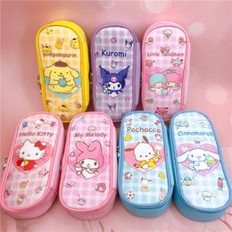 Cartoon PU Opbergtas Briefpapier Case Potlood Pouch Kurumi Studenten Grote Capaciteit Dubbele Rits Wit Cosmetische Opslag DHL