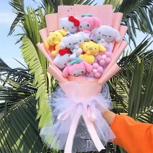 Cartoon Rabbit Dog Plush Toy Creative Flower Graduation Bouquet Home Decoratie Valentijnsdag Kerstdiploma Geschenk 220601