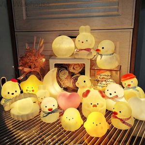 Cartoon konijn led Night Cute Duck Chicken Bear Lamp Children's Slaapkamer Decoratieve verlichting Luminous Light For Kids Gift HKD230812