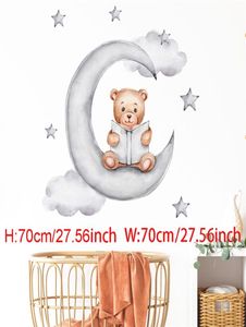 Cartoon Rabbit Moon Stars Pegatinas de pared para niños Decoración de la habitación del bebé Dormitorio de la guardería de la sala de estar Decoración de la casa de la casa de los animales de la sala 24196027