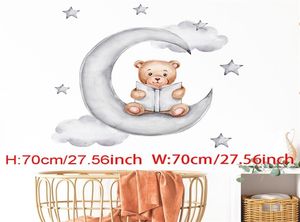 Dessin animé Rabbit Moon Stars Stickers muraux pour enfants Décoration de chambre