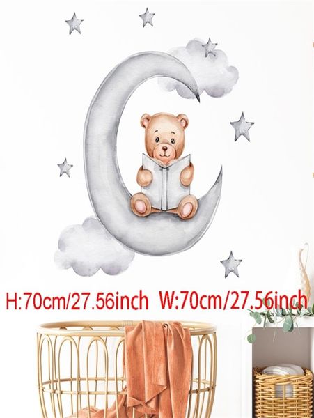 Dessin animé Rabbit Moon Stars Stickers muraux pour enfants Décoration de chambre