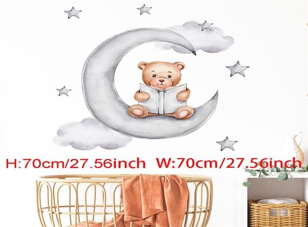 Dessin animé Rabbit Moon Stars Stickers muraux pour enfants Décoration de chambre