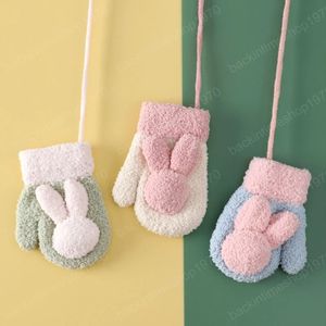 Cartoon konijn print pluche baby wanten zachte volledige vinger pasgeboren peuter mitten herfst winter warme dikke zuigeling meisje jongen handschoenen