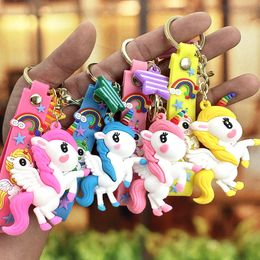 Cartoon Rainbow Horse Unicorn sleutelhanger tas hanger