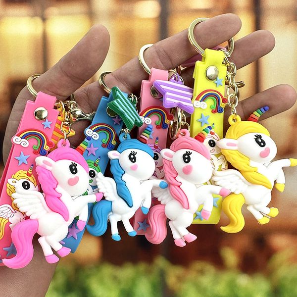 Pendentif de sac porte-clés licorne cheval arc-en-ciel de dessin animé