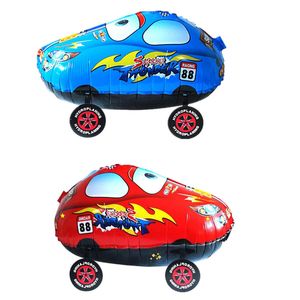 Dessin animé rouge bleu voiture marche ballon feuille gonflable hélium ballons à Air fête de noël jouets classiques