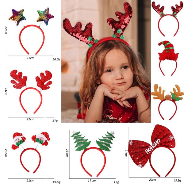 Cinta para el pelo de Navidad roja de dibujos animados, recuerdo de fiesta, Papá Noel, muñeco de nieve, astas, diadema, decoración navideña, regalos de Navidad para niños y adultos, juguetes de Navidad