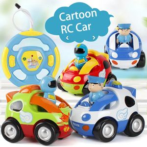 Voiture télécommandée de dessin animé avec son et lumière bébé RC jouets de voiture mignons véhicules électriques RC jouets pour enfants cadeaux 240201