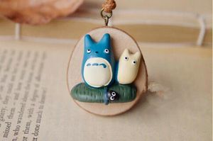 Collar con colgante de Totoro de resina de dibujos animados para mujeres y niños, joyería encantadora japonesa, collares de animales bonitos de color azul, cadena de cuerda