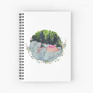 Cartoon Rhino Pattern Spiral Notebook Journal 120 páginas Estudiantes de estudiantes para notas para notas de diario Estudiar la escritura escolar diaria