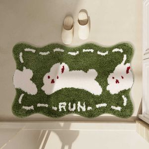 Cartoon Running Konijn Tuften Badmat Anti Slip Wasruimte Vloermat Sterke Wateropname Sneldrogende Badkamer Rug Home Decor HKD230809