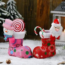 Cartoon Santa Snowman Head Boots Christmas Boots Kids Regalo de dulces Bag de Año Nuevo Decoraciones de árboles de Navidad en casa Medillas colgantes233S7429595