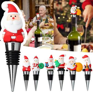 Tapones de vino de Papá Noel de dibujos animados, herramientas de Bar, decoraciones para fiesta de Navidad, abridor de botellas de corchos de vino de champán de Metal