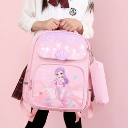 Cartoon School Backpack voor student Princess Print Schoolbag Boy Girl Kindergarten Baby Children Backpack With Pencil Case 240515