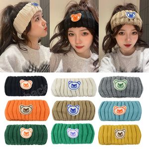 Winterwol gebreide hoofdbanden modebeer haaraccessoires vrouwen breedzijdige elastische haarbanden sport washaar hoepel hoofddeksel