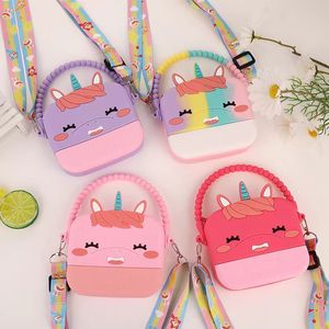 Dessin animé Silicone Messenger sac Kawaii sourire licorne animaux tête sac à main filles sac à main sac à bandoulière doux cadeau