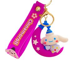 Cartoon zittend op de maan groot oor hond Cinnamoroll hanger Kuromi sleutelhanger speelgoed Kawaii sleutelhanger hanger sleutel partij accessoires cadeau voor kinderen 2736