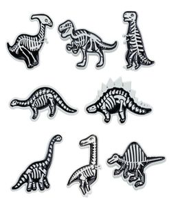 Cartoon Skull Dinosaur Skeleton Brooch épingles 12pcs Ensemble de peinture en émail en alliage animal drôle Men039