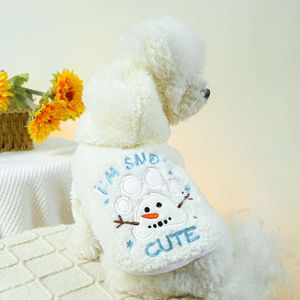 Sweat à capuche à motif de bonhomme de neige de dessin animé, Costume de noël en peluche chaud, pull thermique pour chien de vacances pour l'hiver