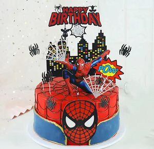 Cartoon Spider Verjaardag Thema Taart Decoraties Jongens Cake Topppers Ornamenten Voor Kinderen Verjaardagsfeestje Baby Douche Benodigdheden Geschenken