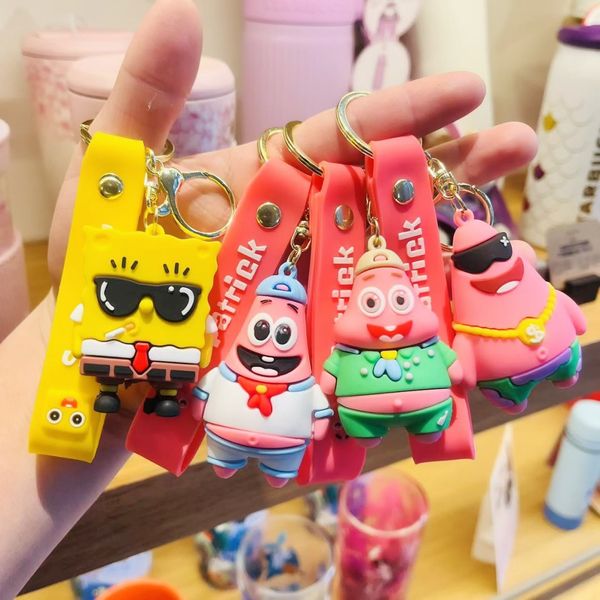 Éponge de dessin animé, porte-clés grande étoile de mer Baby Pi, porte-clés de poupée 3D, sac de Couple, pendentif, petit cadeau, vente en gros