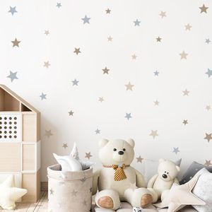 Pegatinas de pared Beige de estrellas de dibujos animados, calcomanías de pared extraíbles para guardería, póster impreso para niños, habitación de bebé, regalos de decoración Interior para el hogar