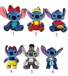 Cartoon Stitch pluche pop met gouden pop