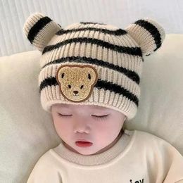 Bande dessinée Bande Ours Bébé Bonnet Cap Oreilles Mignonnes Bébé Tricoté Chapeau Coréen Hiver Chaud Enfants Crochet Chapeaux Enfant Filles Garçons Bonnet 240111