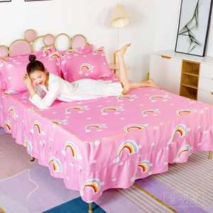 Jupe de lit de style dessin animé Aloe Fiber Drap de lit Enfants Étudiants Chambre Garçon Fille Couvre-lit antisalissure avec taie d'oreiller F0035 210420