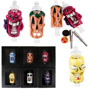 Style de bande dessinée Nector Collector Pipes à fumer Mini narguilés Bong en verre Nector Collectors NC Kits Huile Dab Rigs avec clous en titane Boîte de vente au détail