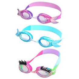 Cartoon Swimming Goggles Anti-Fog Anti-Lekkage UV-bescherming Zachte Siliconen Zwembril voor Kinderen Duiken Surfen G220422