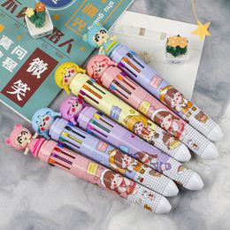 Bolígrafo móvil de diez colores de dibujos animados, alta belleza, multicolor, bolígrafo de mano multifunción para un estudiante