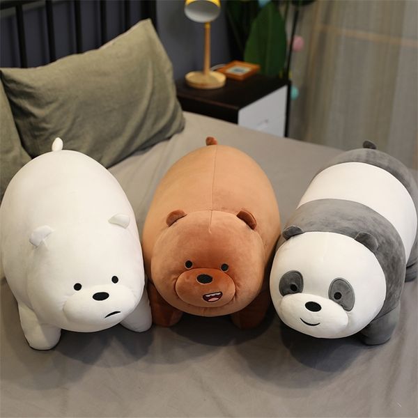 Dessin animé trois ours nus en peluche poupée oreiller allongé panda grande taille jouets en peluche cadeaux pour enfants cadeau d'anniversaire MX200716